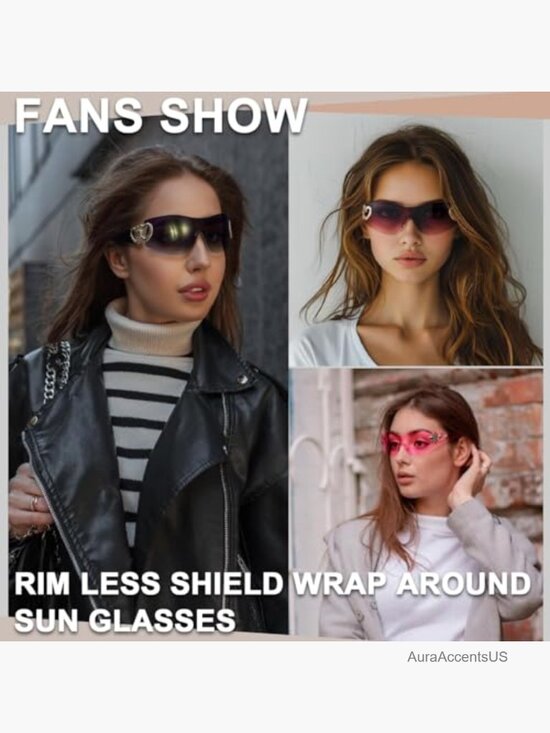 6 Pairs Y2k Sunglasses Shield Wrap Around Oversized Frameless Sun Glasses main image 7